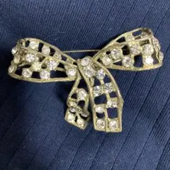 ヴィンテージ　リボン型 ブローチ　昭和レトロ