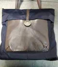 美品　アニエスベー　トートバッグ　ネイビー　A4収納　agnès b.