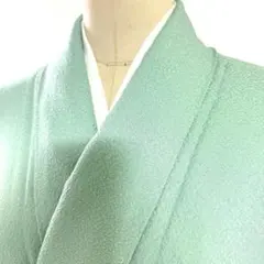 6k463 着物　正絹　袷　色無地　一つ紋　家紋　緑　無地　和装 2026年最新】着物 色無地 一つ紋の人気アイテム - メルカリ