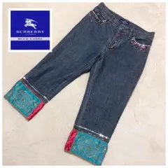 希少✨バーバリーブルーレーベル クロップドデニムパンツ スパンコール 刺繍