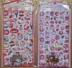 フルーツモチーフ ボンボンドロップシール リンゴ イチゴ 3D 2シートセット