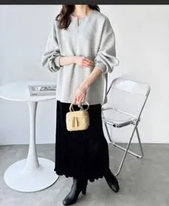 配色ラインサイドジップキーネックプルオーバー　ジーラ