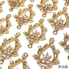 c1757【コネクター】しずくフラワー枠 ジルコニアチャーム2個【花パーツ】