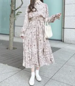 apres jour アプレジュール ティアードワンピース ピンク 花柄