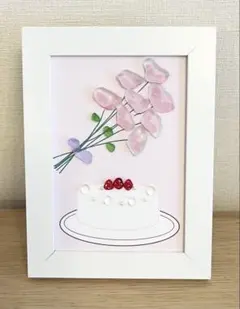 【JYキラキラ様おまとめ】カラフルお花の中でハミング＊ピンク＊シーグラスアート カラフルお花の中でハミング＊ピンク＊シーグラスアート - メルカリ