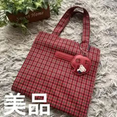 ファミリア familiar 赤チェック バッグ 縦型トートバッグ 小 - メルカリ