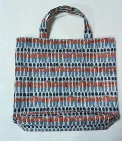 収納ポケット付き　ナイロン生地エコバッグ　ハンドメイド