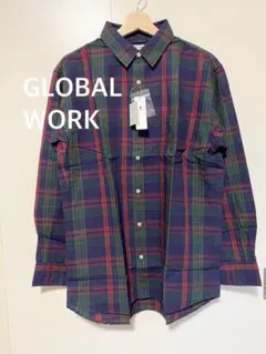 新品タグ付き　GLOBAL WORK フレンチリネンコットンシャツ　長袖シャツ