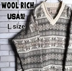 【USA製・90年製】ウールリッチ　柄ニット ノルディック柄　アースカラー