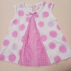 ニットプランナー100KPピンク水玉ドットノースリーブTシャツミミちゃんうさぎ女のサムネイル