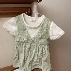 刺繍入り重ねtシャツ