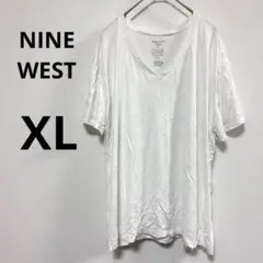 NINE WEST【XL】VネックTシャツ ホワイト 無地 シンプル 柔らかのサムネイル