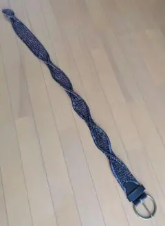 編み込みデザイン ベルト 黒