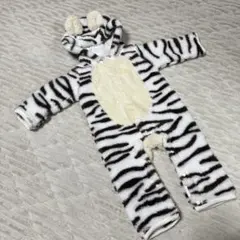 アニマルかわいい前開きボアジャンプスーツ ホワイトタイガー ６０〜７０