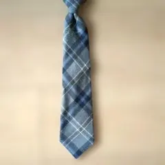超美品【ポンポネットjunior】青とグレーのチェックネクタイ