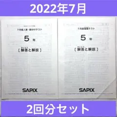 サピックス 5年7月度入室組分けテスト 2回分セット 2024年原本 - メルカリ