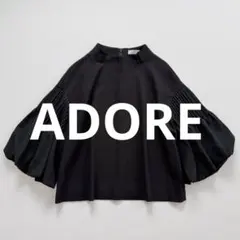 美品 アドーア マットジョーゼットブラウス ボリュームスリーブ タック 