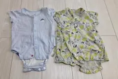 [70センチ]クジラ柄とレモン柄ロンパースセット