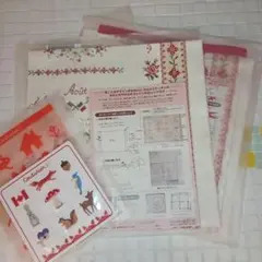フェリシモ クロスステッチ風カットクロス×2 刺繍ワッペン(カナダ)