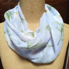 花柄スヌード 薄い水色ハンドメイド