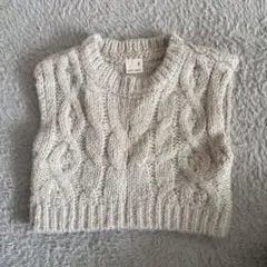 petit main ケーブルニット ベビーベスト 80
