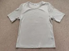 更にお値下げしました《美品》GU リブ編み 半袖Tシャツ／Lサイズ ベージュ