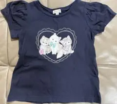 anyfam 女の子　110cm 半袖　Tシャツ　ネイビー　猫柄