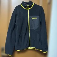 adidas フリースジャケット 黒/イエロー