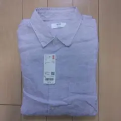 【新品タグ付き】ユニクロ プレミアムリネンシャツ 長袖 L ライトパープル