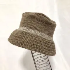 未使用 ニットバケットハット 古着 old 90s ブラウン ライン