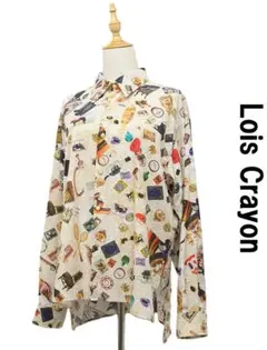 T356/美品 Lois Crayon ブラウス 総柄 M ベージュ 春夏秋のサムネイル