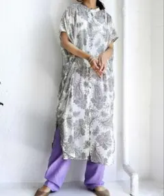 美品　antiqua ペイズリー柄 半袖ワンピース