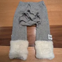 【値下げ】グレー フリース レギンス 　　　　　リボン付き80size