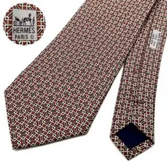 【美品】HERMES エルメス ネクタイ シルク100% メンズ総柄 フォーマル