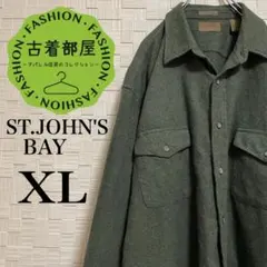 【90s】セントジョンズベイ シャモアクロス ネルシャツ グリーン カーキ XL