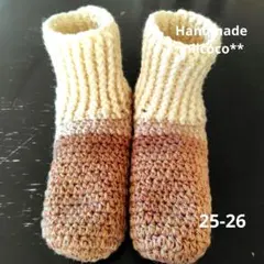 足首丈タイプ.ハンドメイド.手編み靴下.ルームシューズ