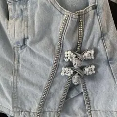 【新品・未使用】ラインストーンデザイン　ライトブルーデニムショートパンツ