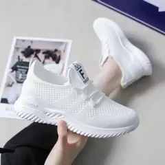 【24cm】 スニーカー ホワイト メッシュ 軽量のサムネイル