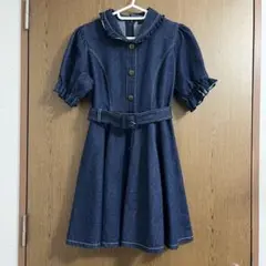 evelyn デニムフレアワンピース ミニ丈