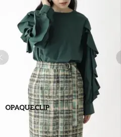 OPAQUE.CLIP フリルスリーブブラウス 36 グリーン