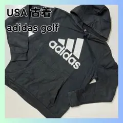 USA 古着 パーカー　アディダス ゴルフ ビッグロゴ Mサイズ　ブラックのサムネイル