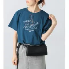 ★Lugnoncure ルノンキュール　メガネ刺繍 Tシャツ ブルー★のサムネイル