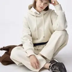 【美品】GU ヘビーウェイトスウェットショートパーカＳナチュラル