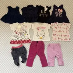 キッズ服 10点セット ネイビー・ホワイト・ピンク