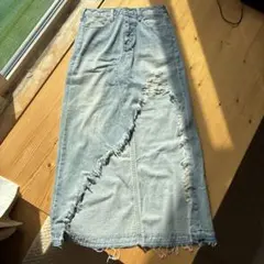 GYDA FitMeDenim デニムロングスカート ダメージ加工のサムネイル