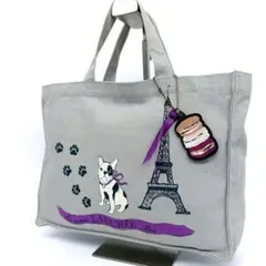 良品✨ ラデュレ トートバッグ グレー フレンチブルドッグ ガストン チャーム付