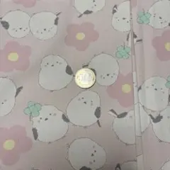 シマエナガと花のプリント生地