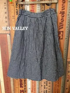 ☆SUN VALLEY☆麻混☆ゆったり可愛い チェックスカート☆リネンスカート☆