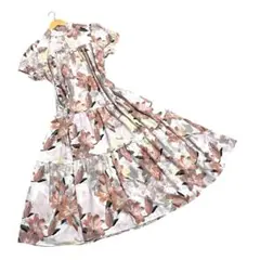 美品 リリープリント ティアード マキシワンピース