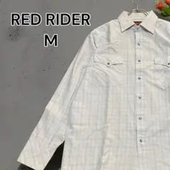 【一点物】RED RIDER 長袖シャツ 輸入古着 ホワイト M チェック柄